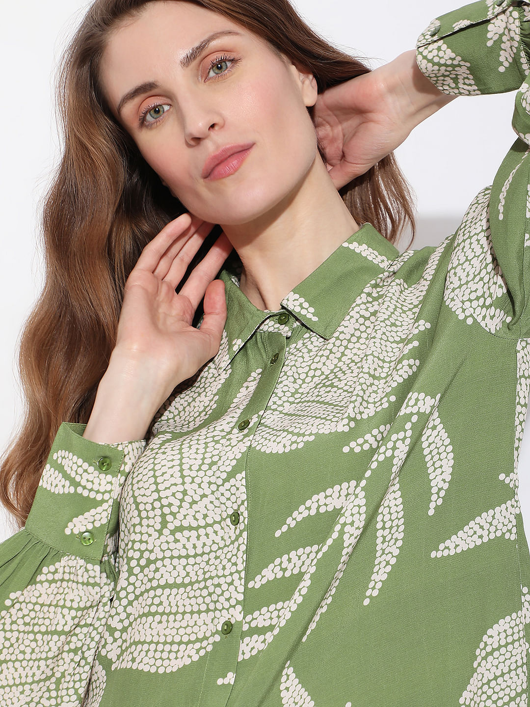 Green Leaf Printed Shirt