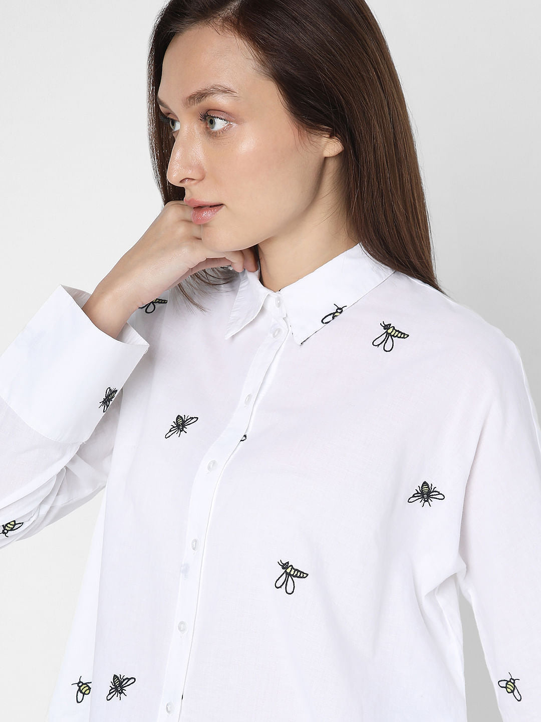 White Bee Embroidered Shirt