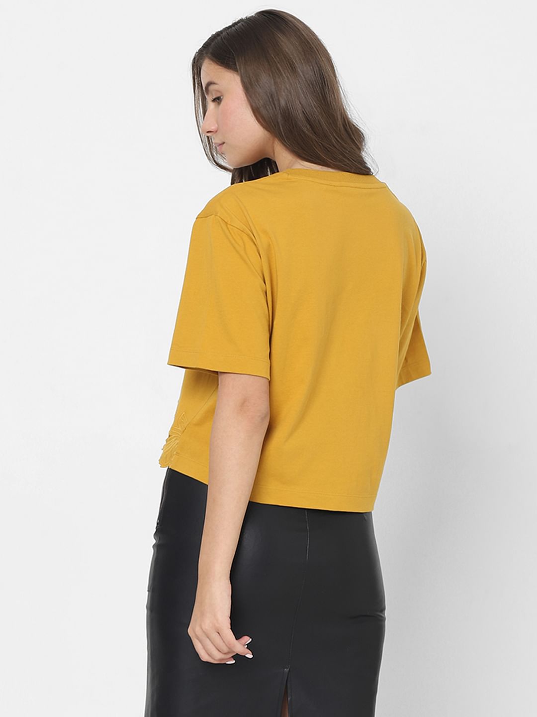 Mustard Lace Detail T-Shirt