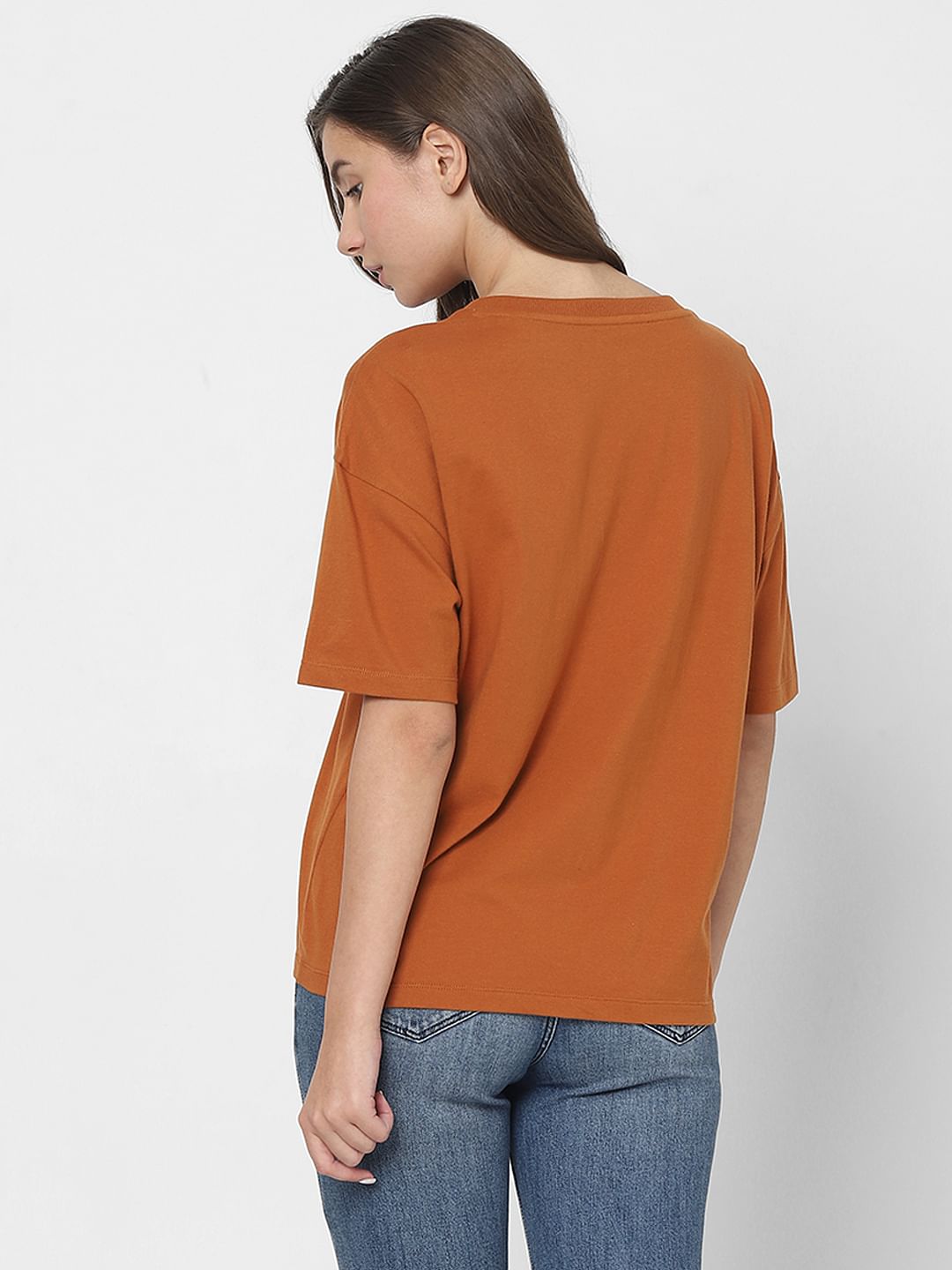 Brown Lace Detail T-Shirt