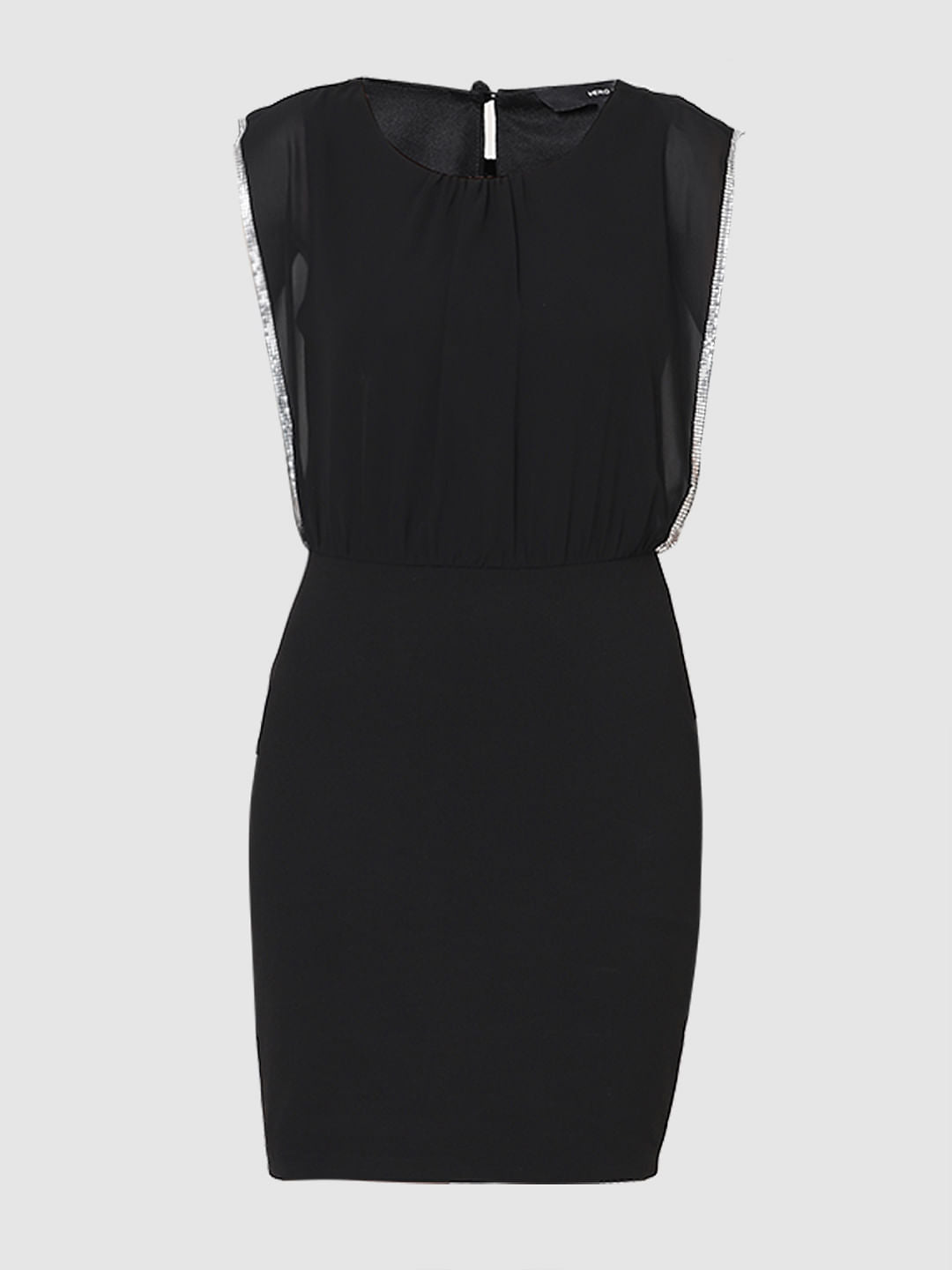 Black Embellished Fitted Dress