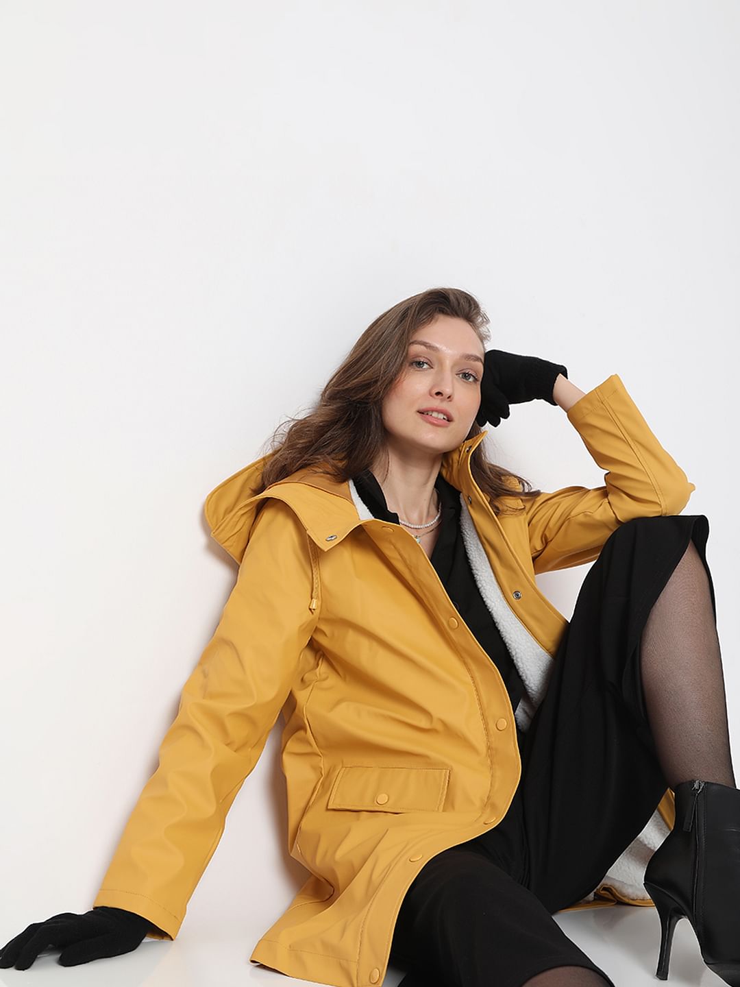 Yellow Teddy Hooded Jacket