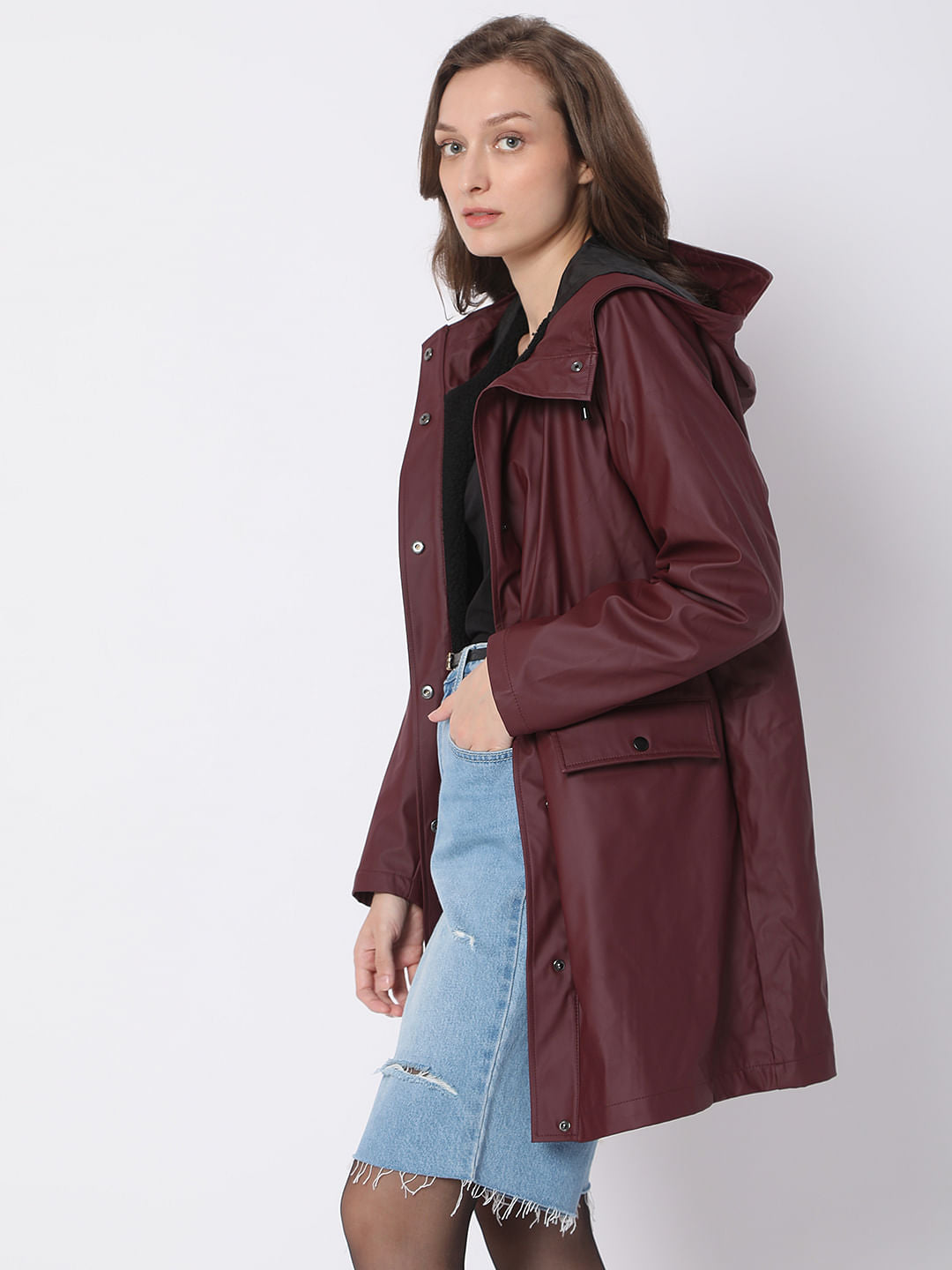 Burgundy Hooded Teddy Coat