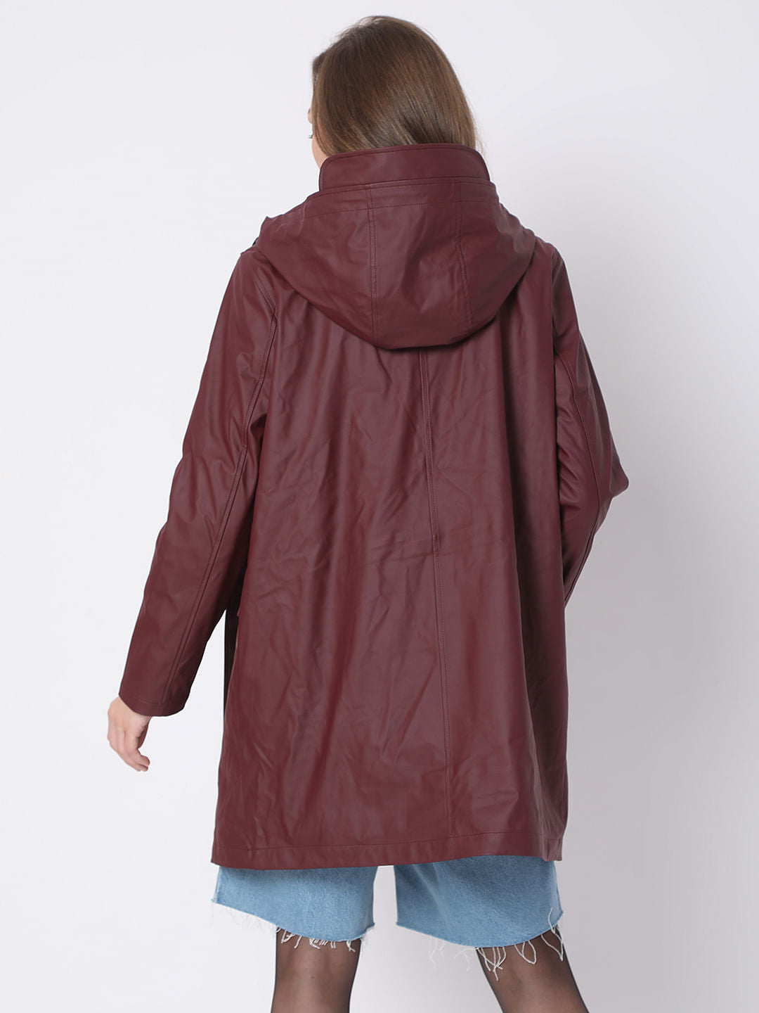 Burgundy Hooded Teddy Coat