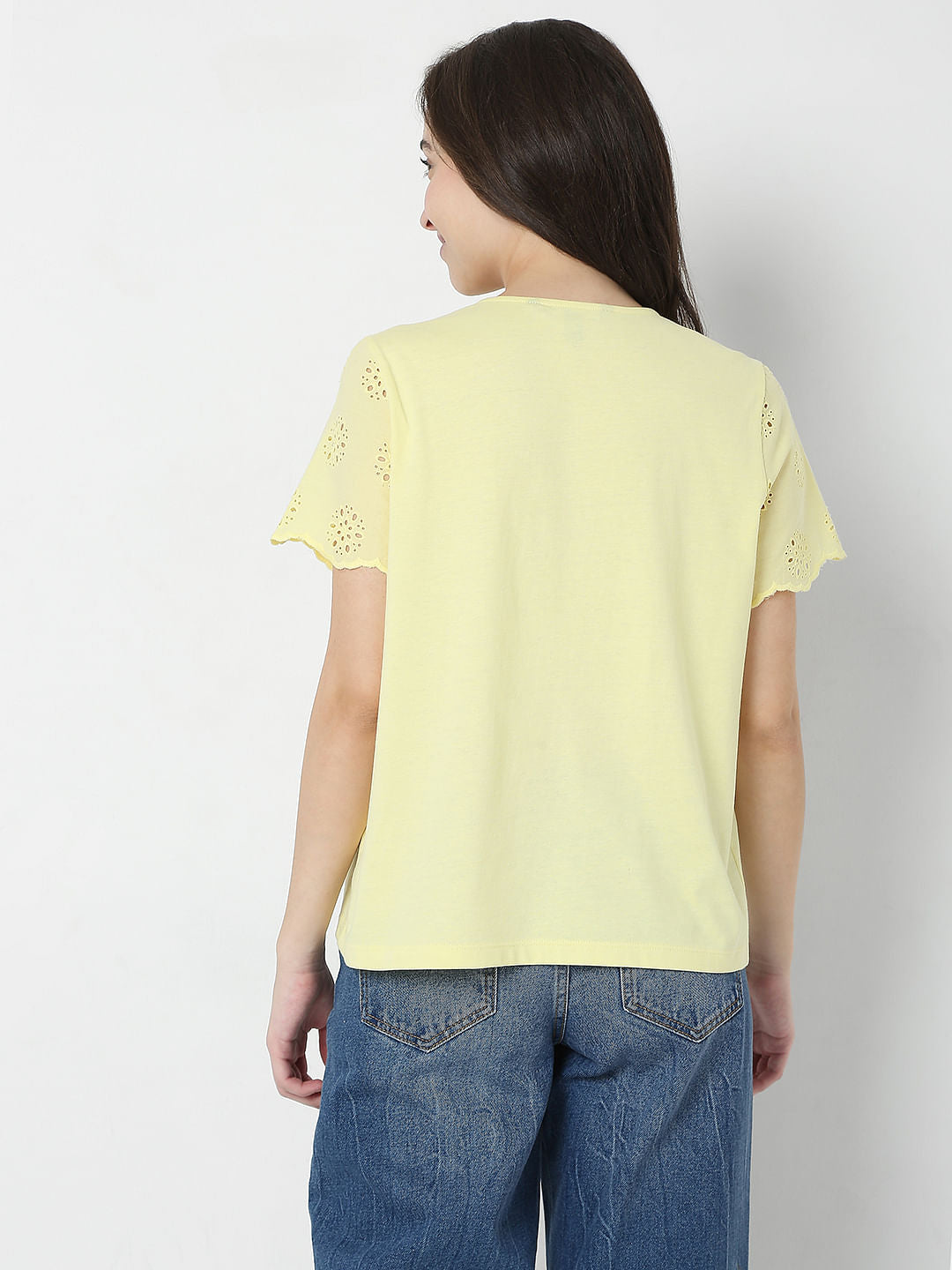 Yellow Schiffli Top