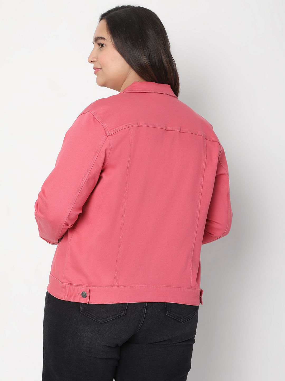 Curve Pink Denim Jacket