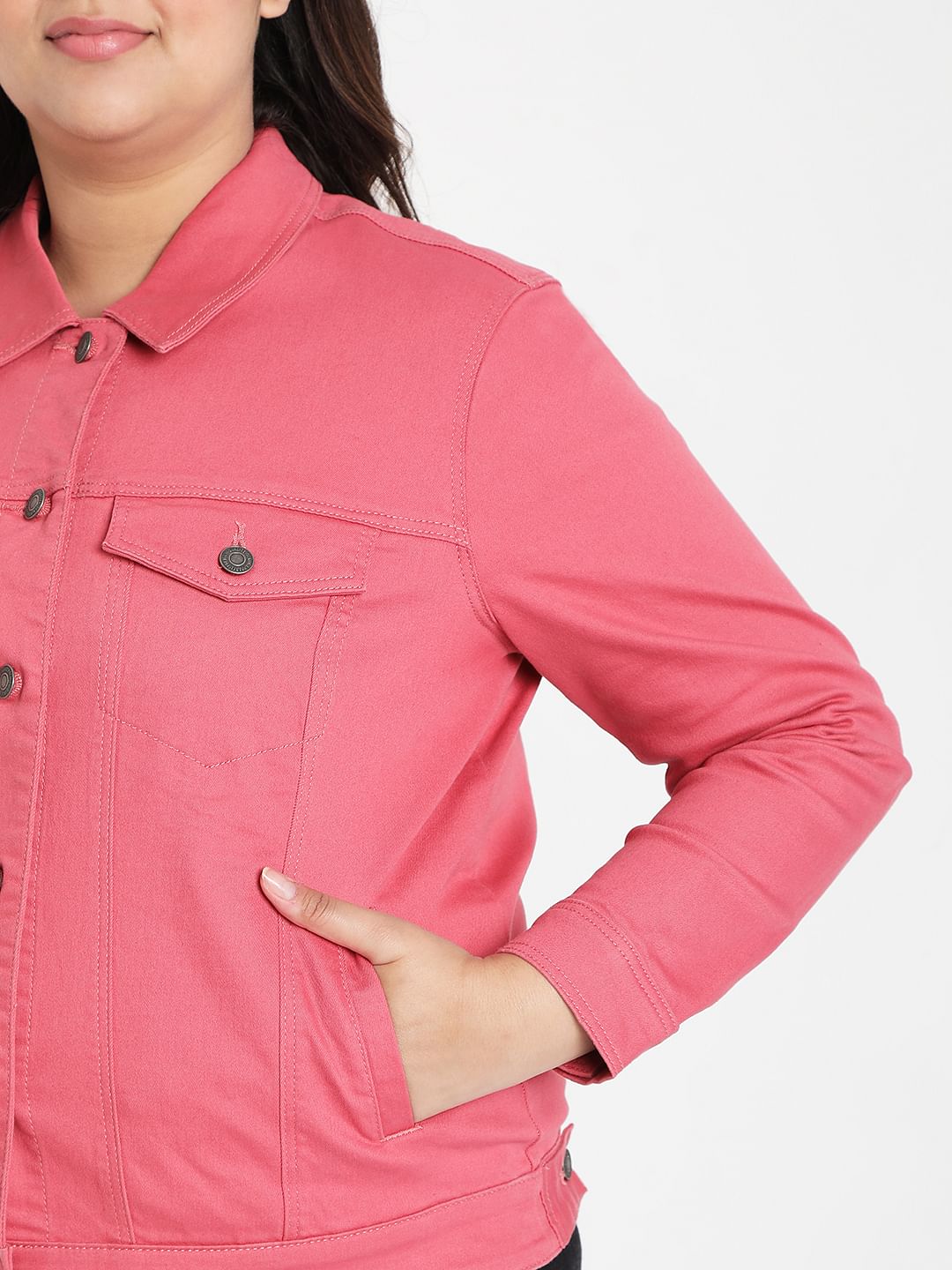 Curve Pink Denim Jacket