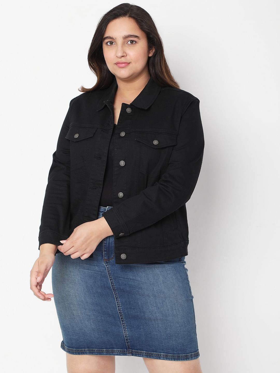 Curve Black Denim Jacket