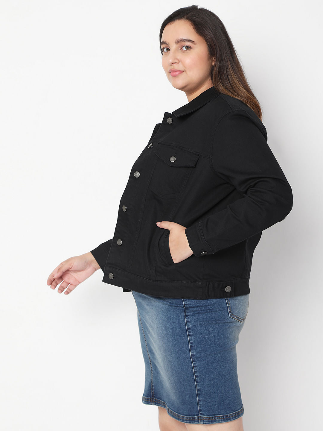 Curve Black Denim Jacket
