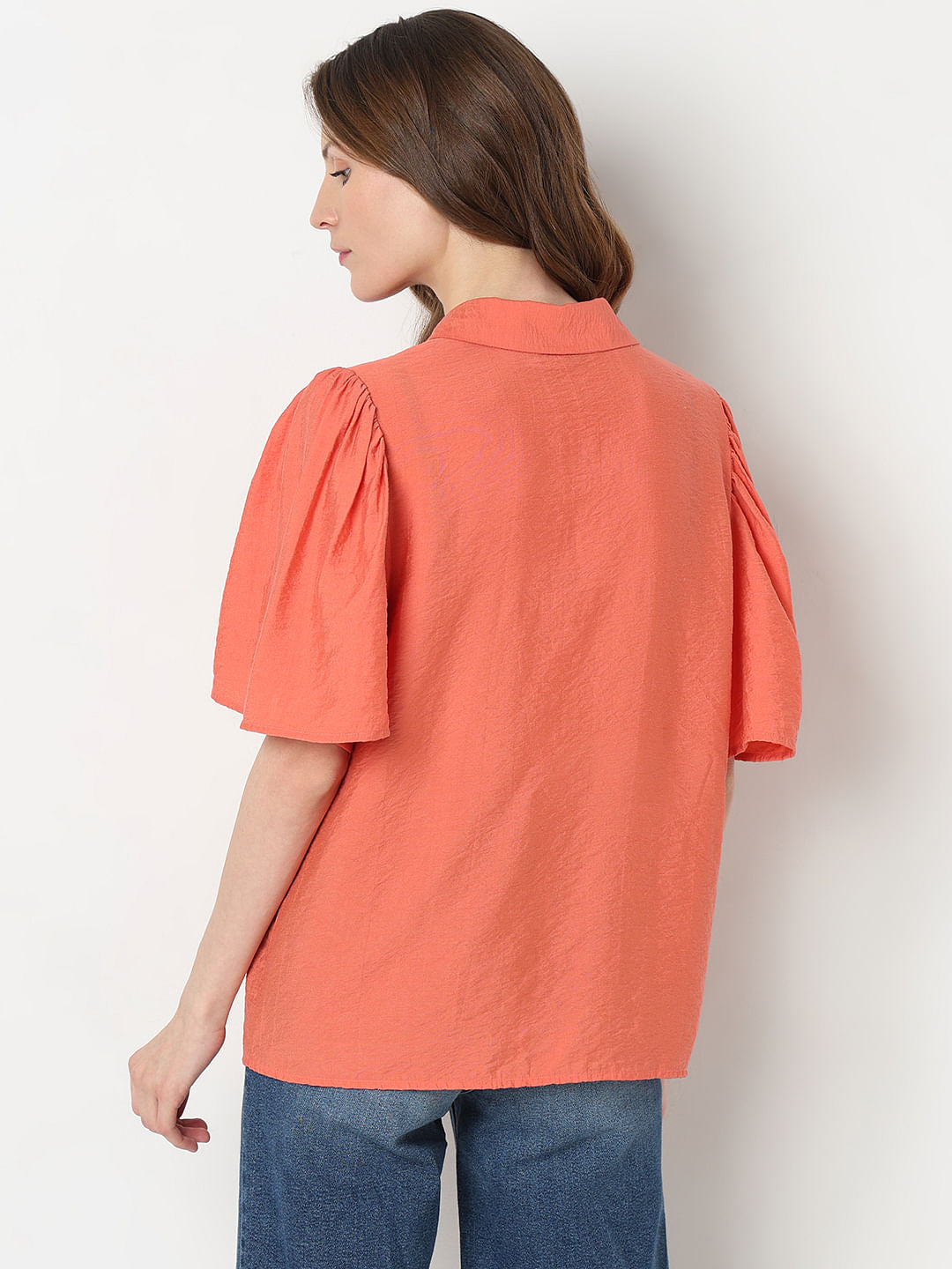 Orange Flared Sleeves Shirt