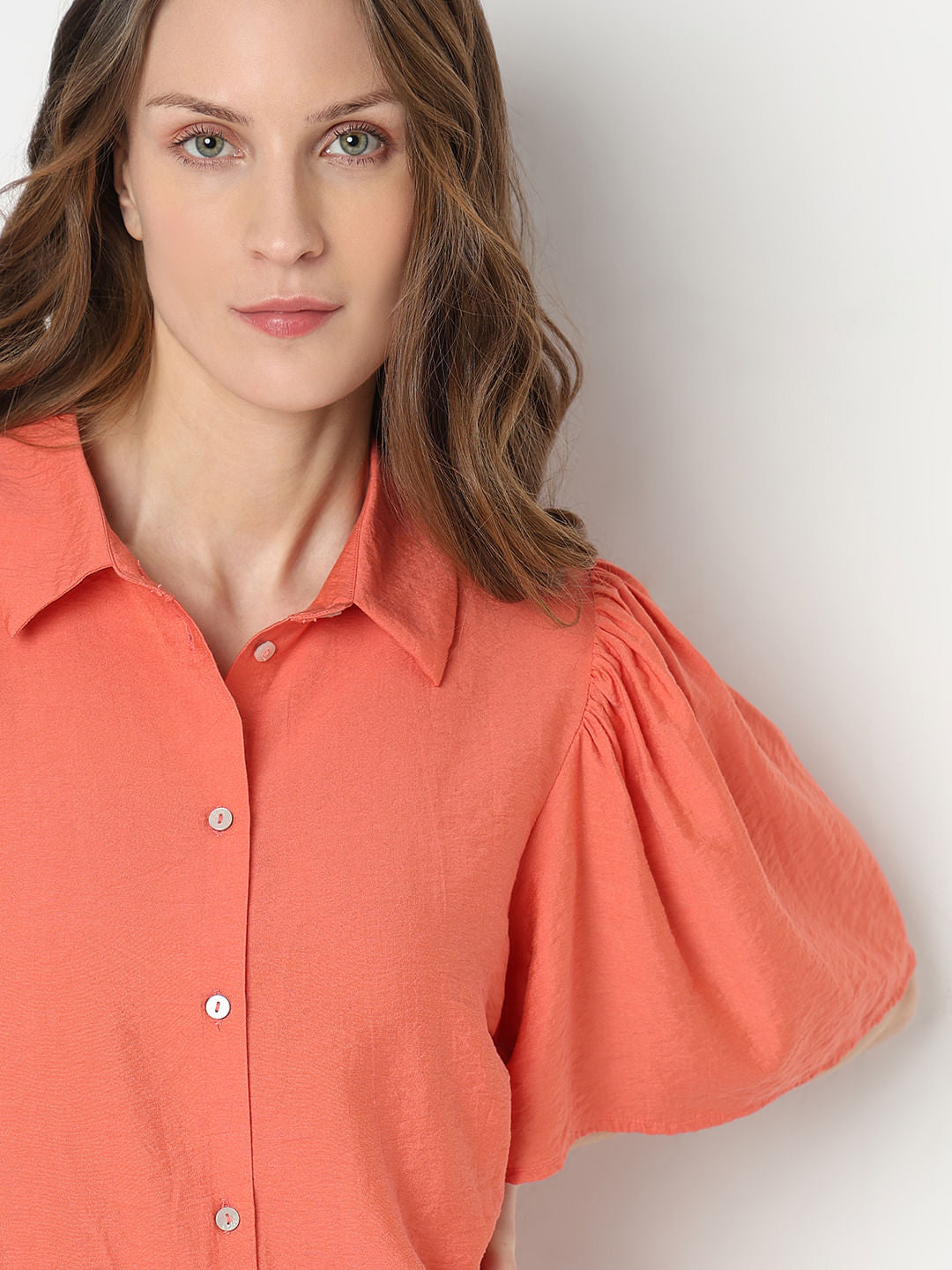 Orange Flared Sleeves Shirt