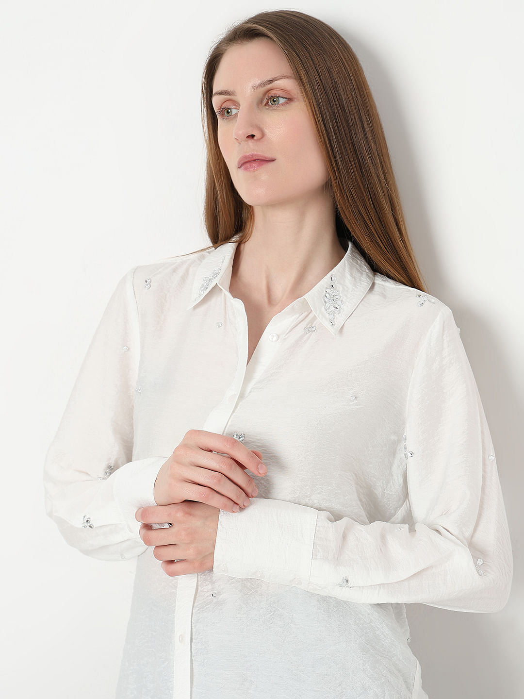 White Embellished Shirt