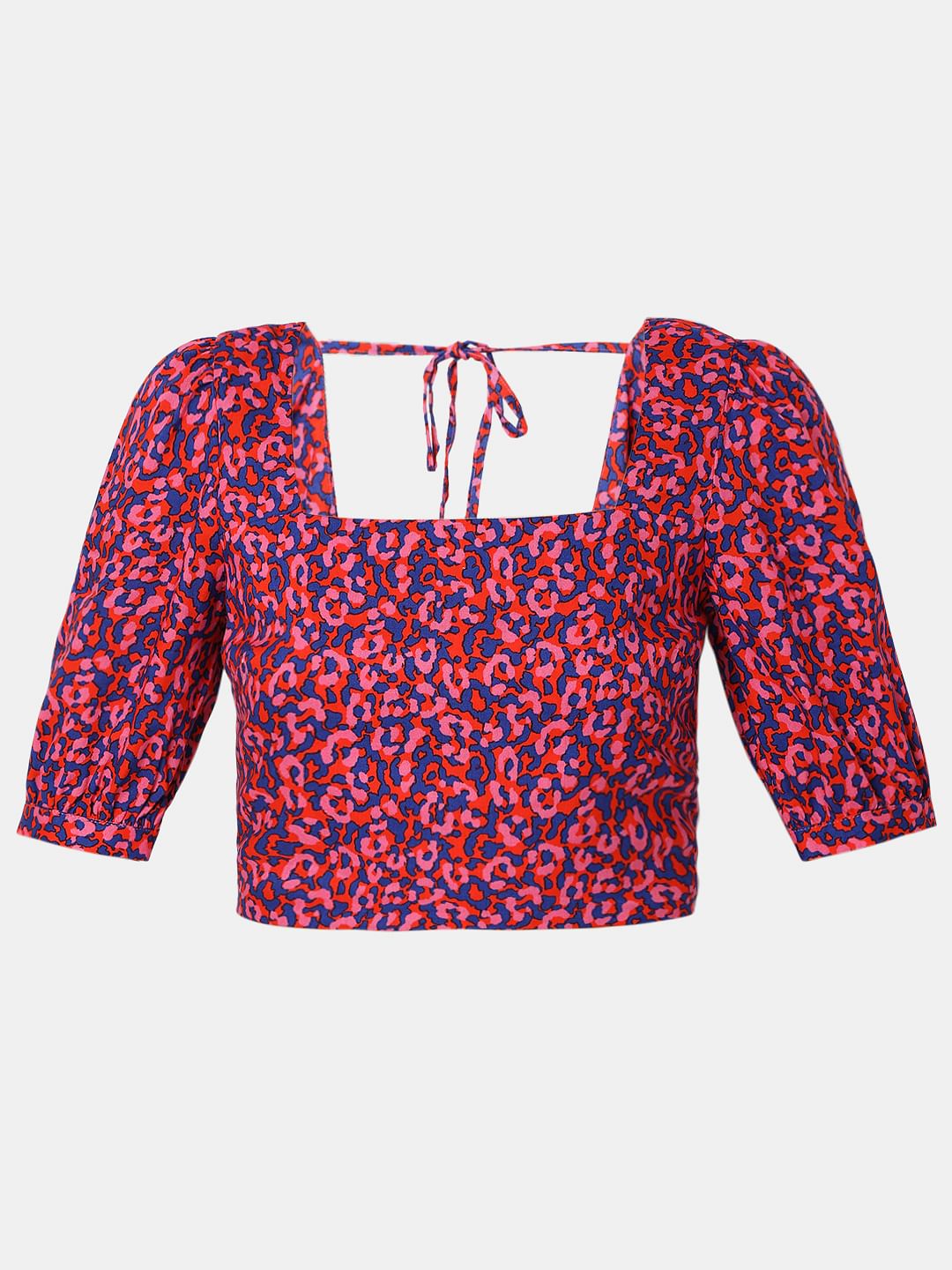 Pink Printed Co-Ord Set Crop Top