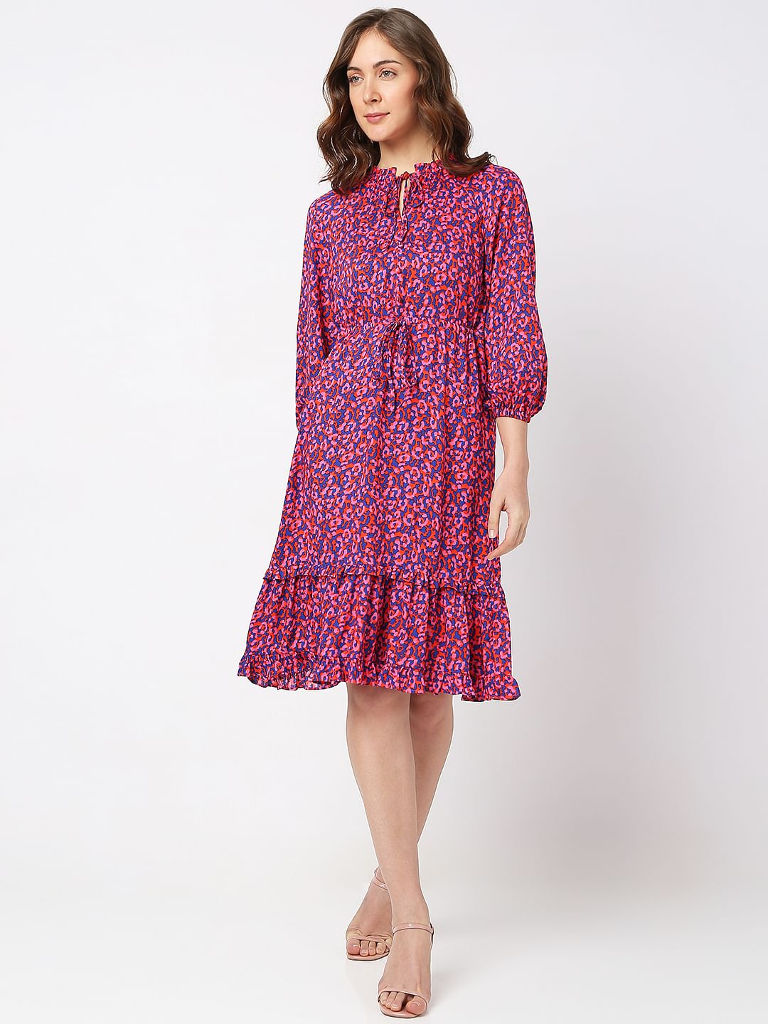 Pink Floral Tiered Drees