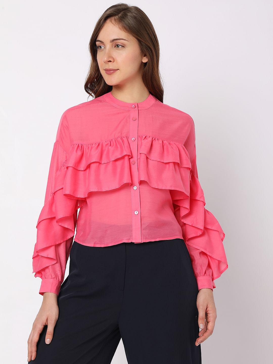 Bright Pink Ruffle Top