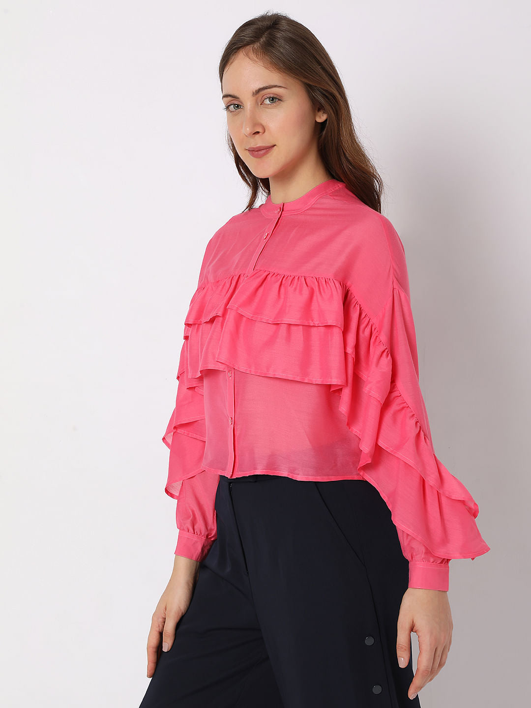 Bright Pink Ruffle Top