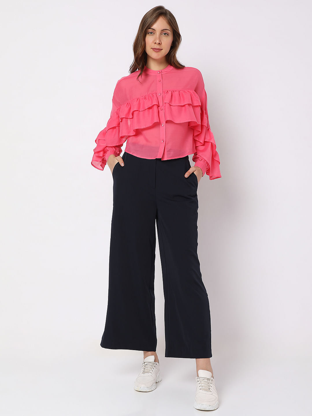Bright Pink Ruffle Top