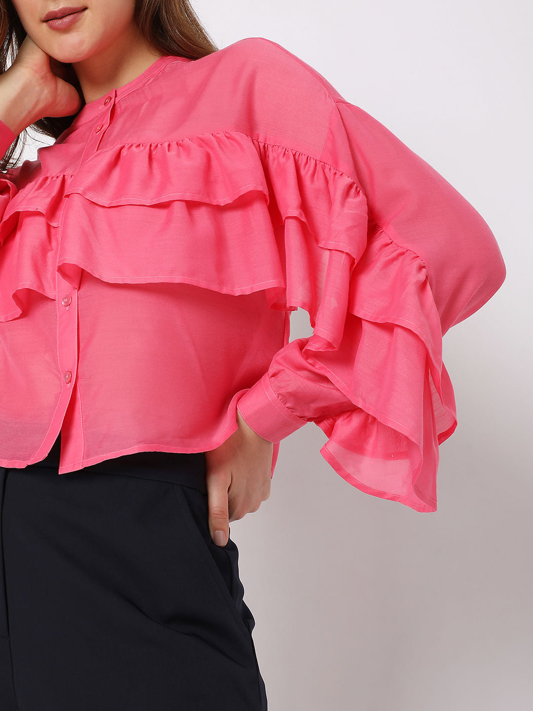 Bright Pink Ruffle Top