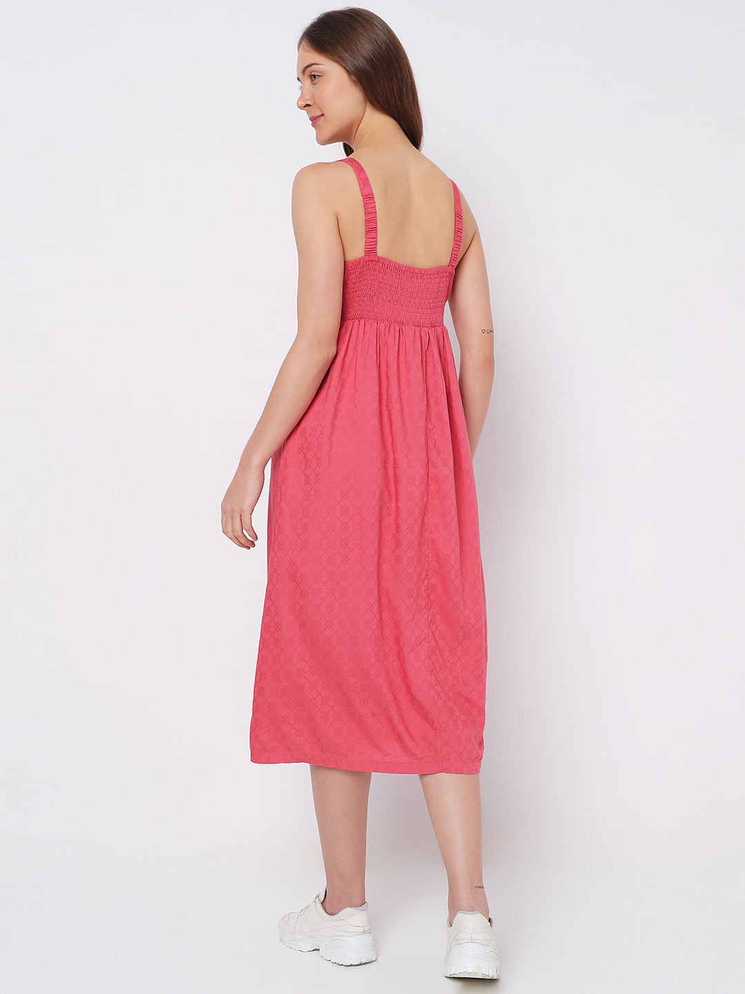 Pink Strappy Midi Dress