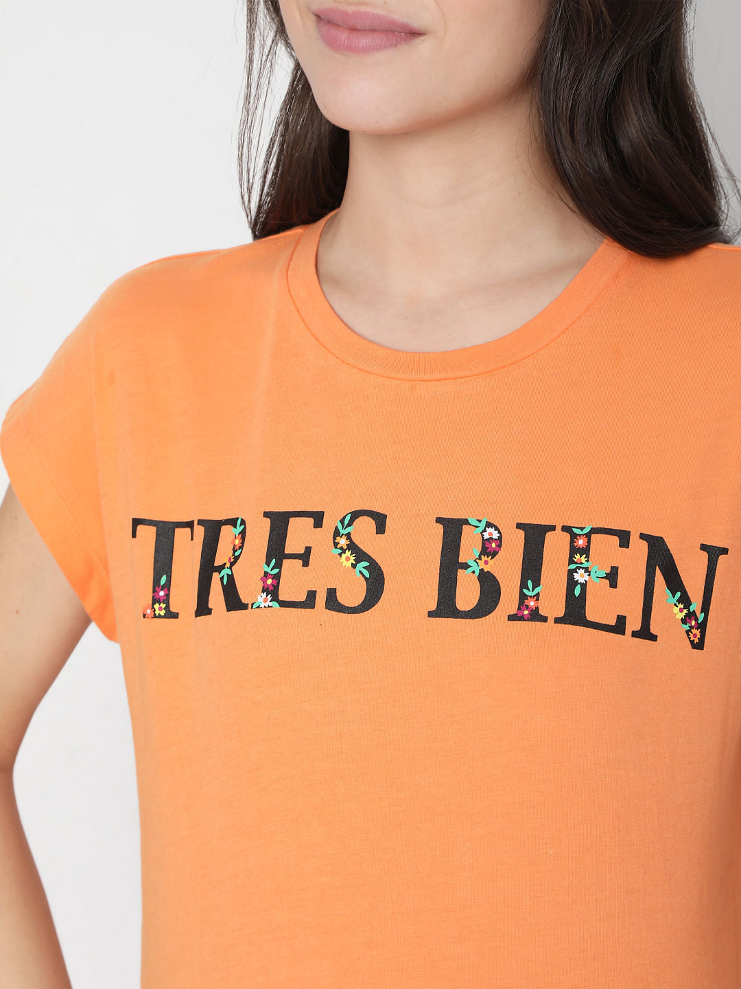 Orange Graphic Print T-Shirt