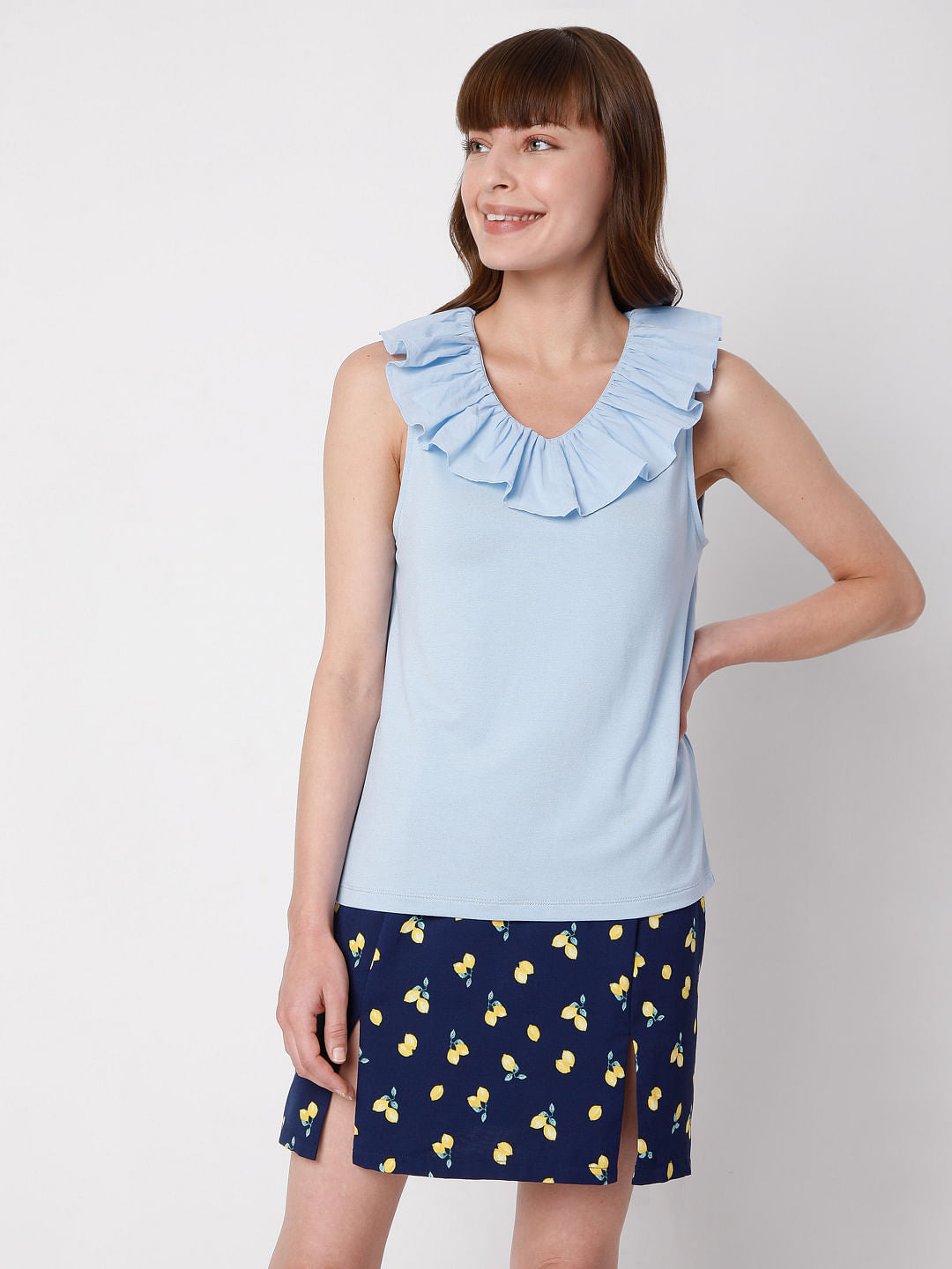 Blue Nit Frill Top