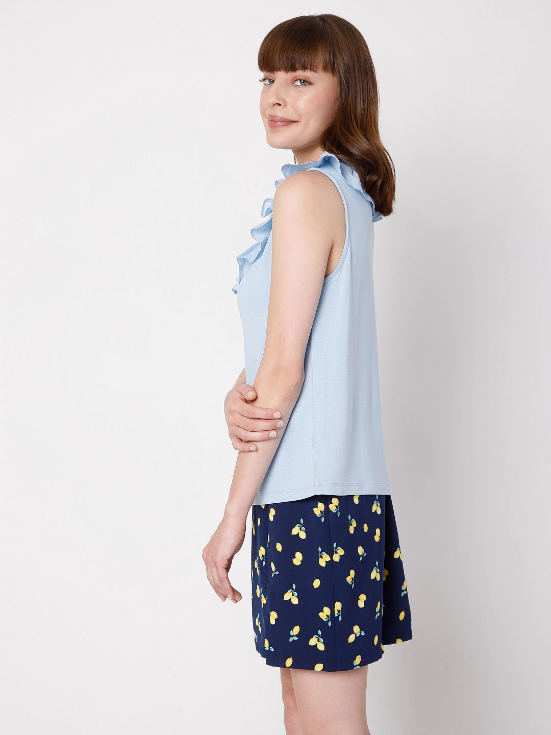 Blue Nit Frill Top