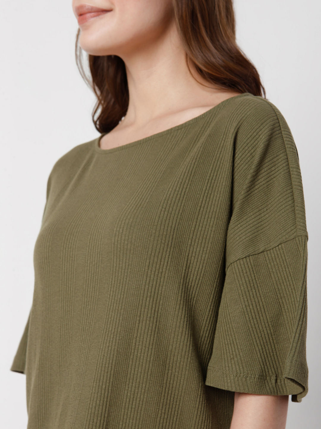 Green Drop Shoulder Top