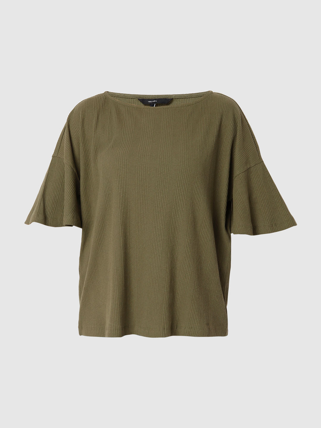 Green Drop Shoulder Top