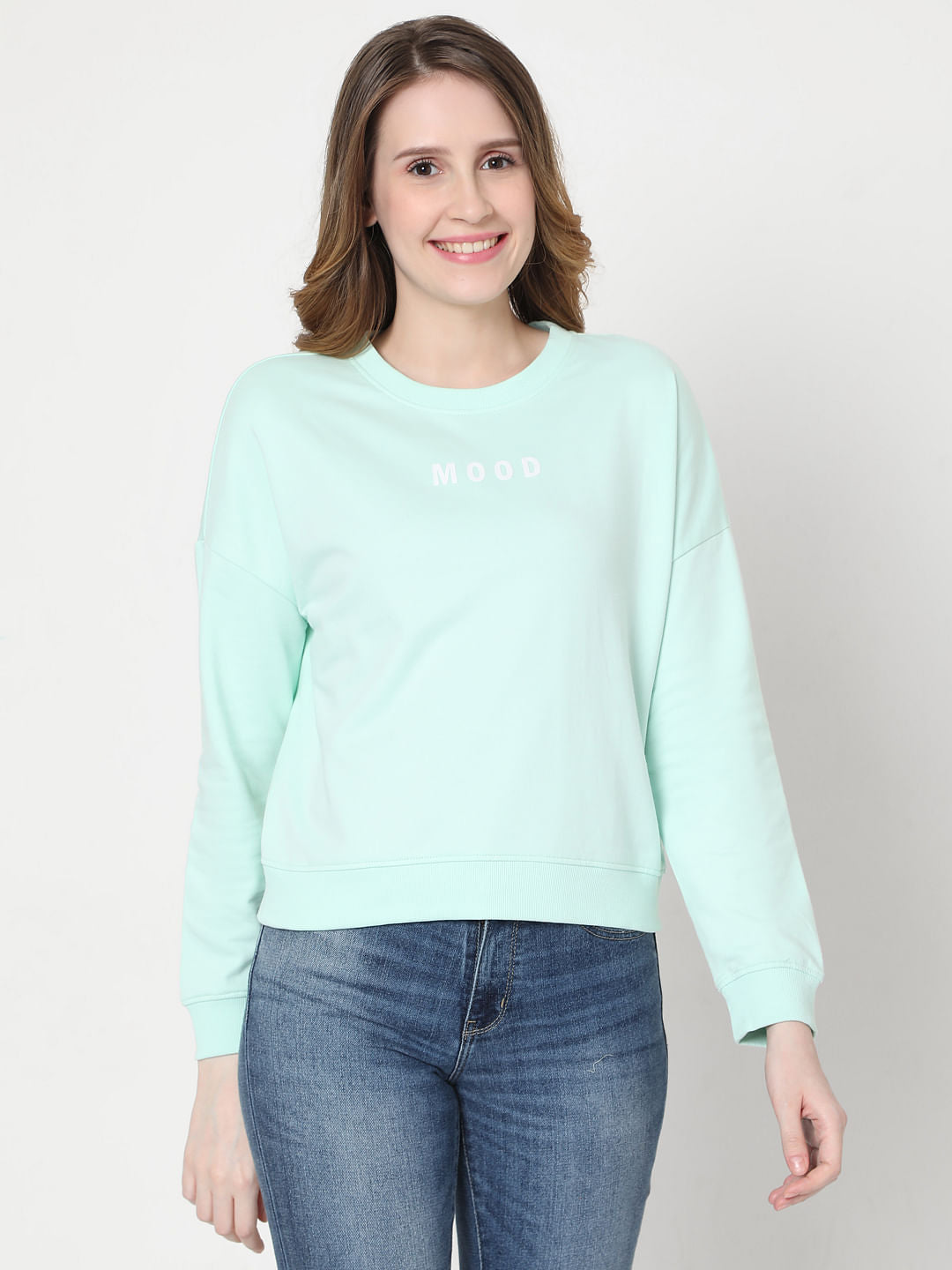 Light Blue Slogan Print Sweatshirt