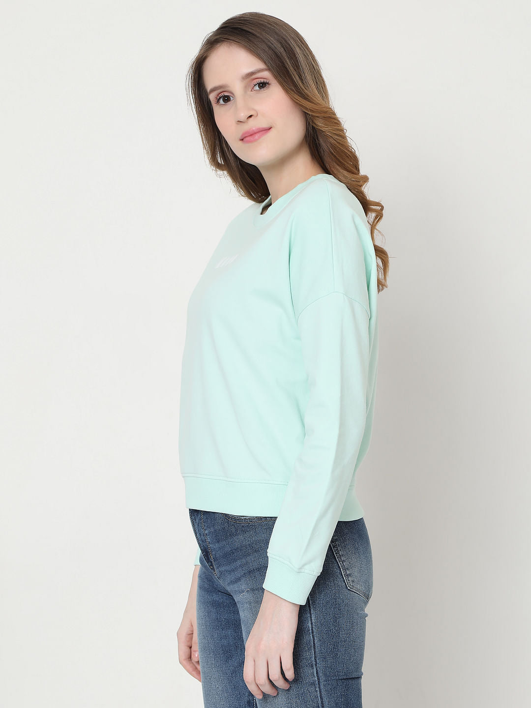 Light Blue Slogan Print Sweatshirt