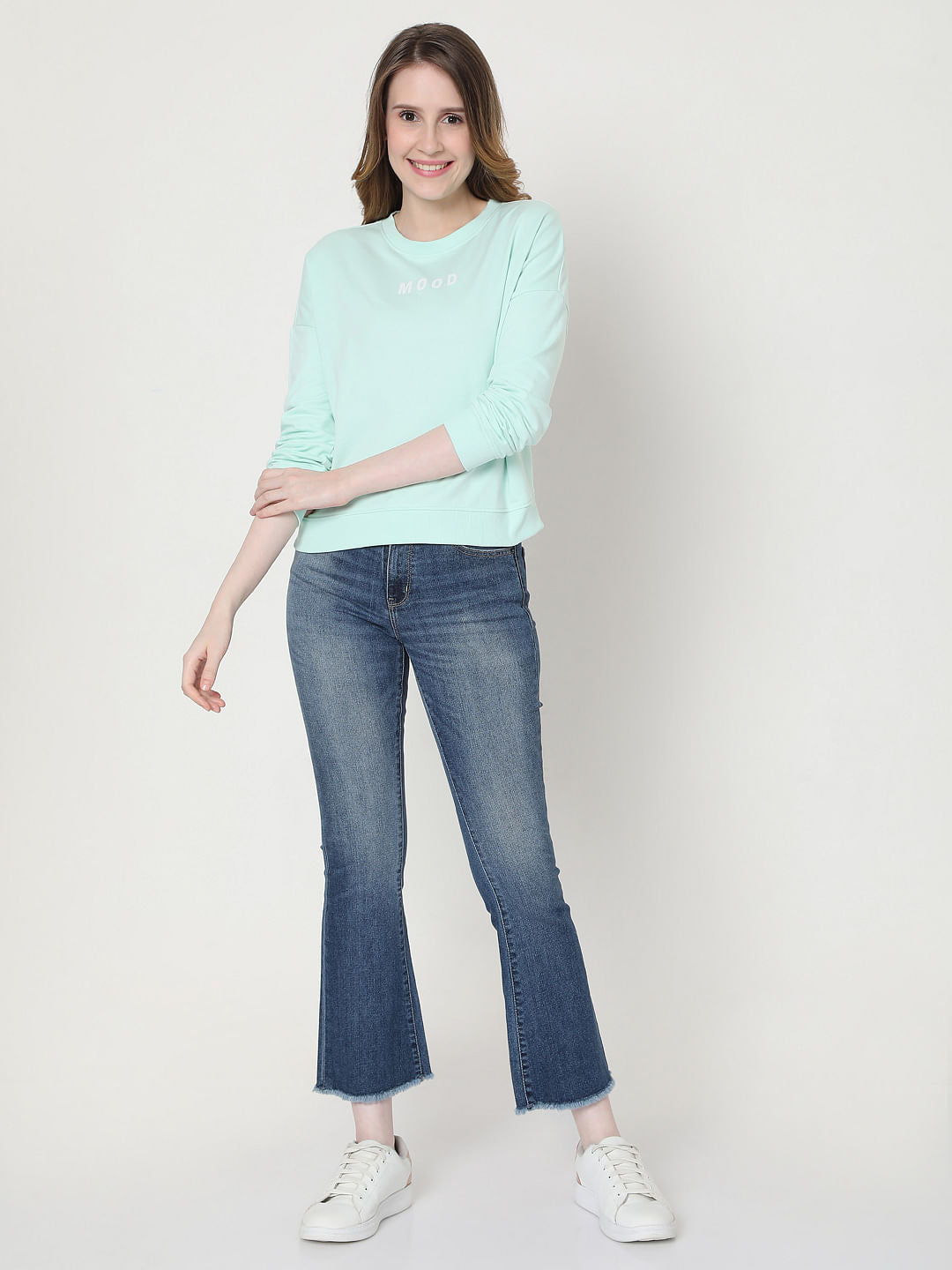 Light Blue Slogan Print Sweatshirt