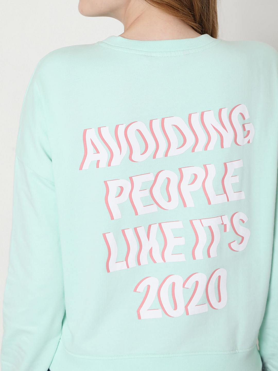 Light Blue Slogan Print Sweatshirt