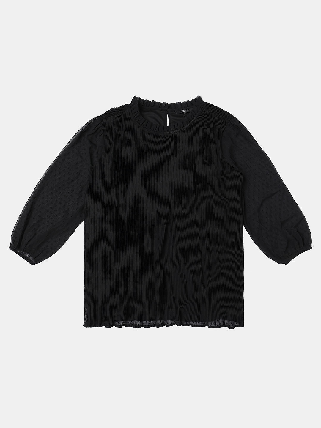 Curve Black Ruffle Detail Top