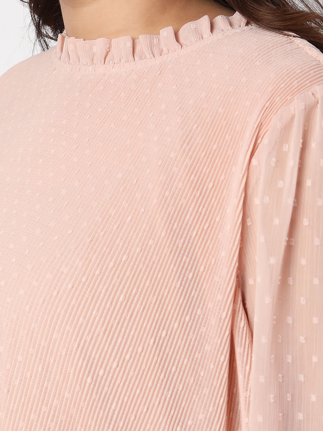 Curve Pink Ruffle Detail Top