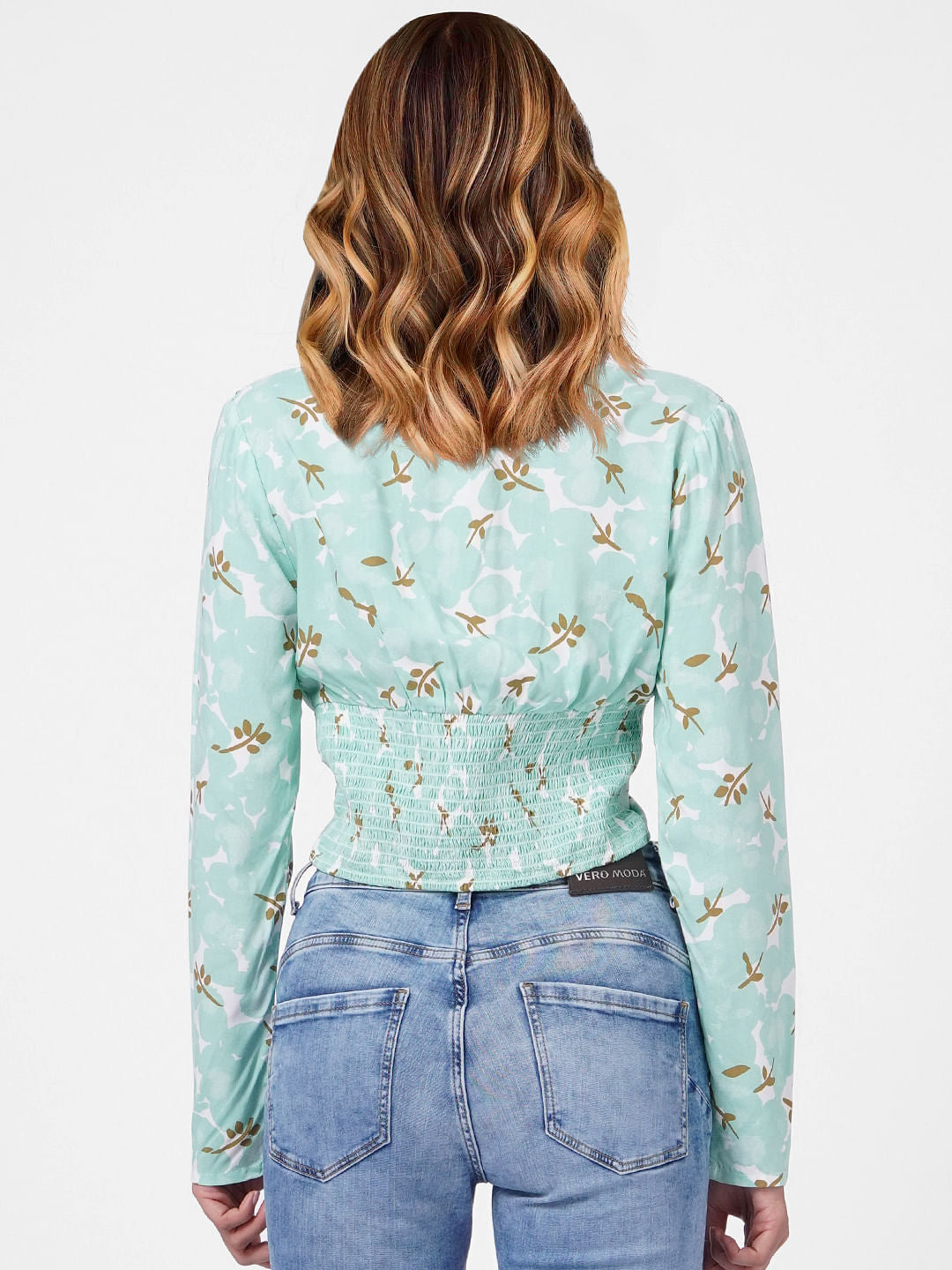 Green Abstract Print Top