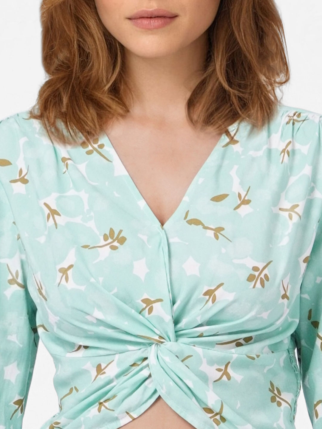 Green Abstract Print Top