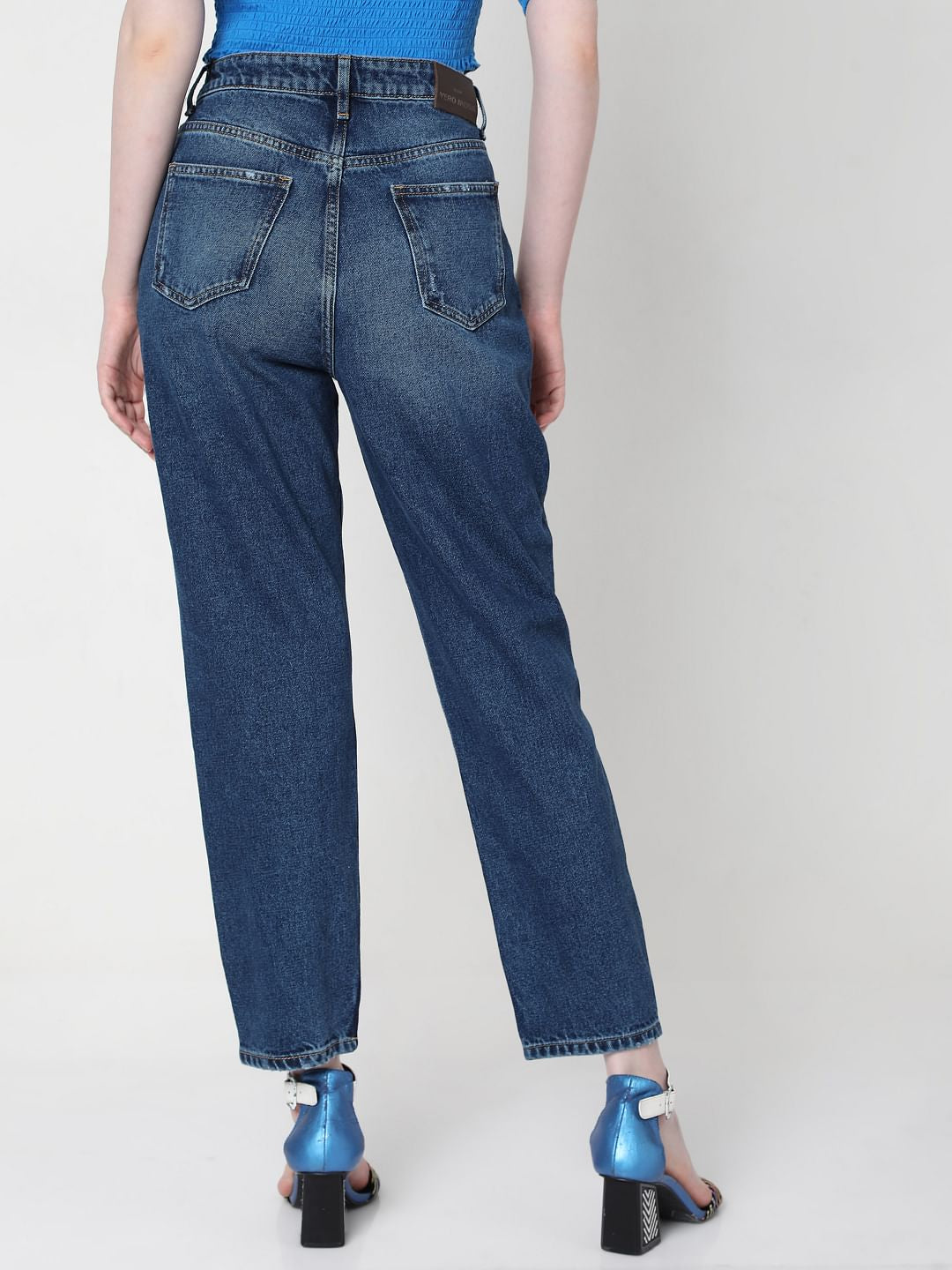 Blue High Rise Mom Jeans