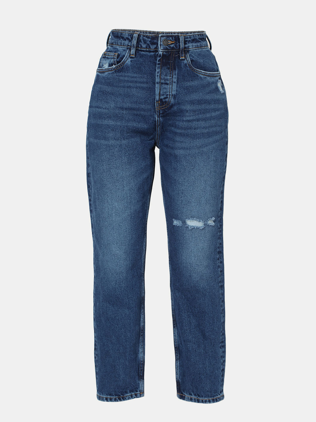 Blue High Rise Mom Jeans