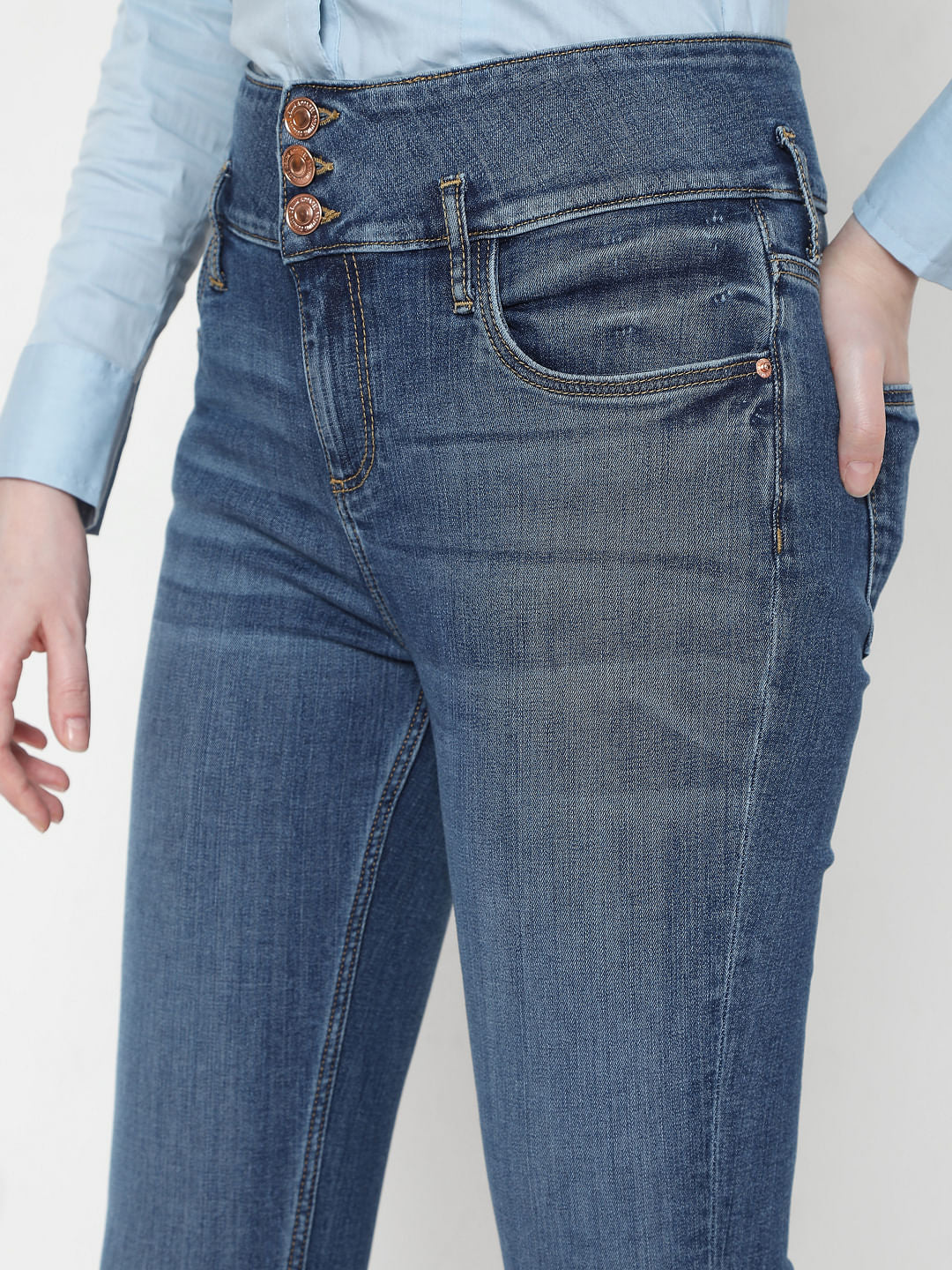 Blue High Rise Skinny Jeans