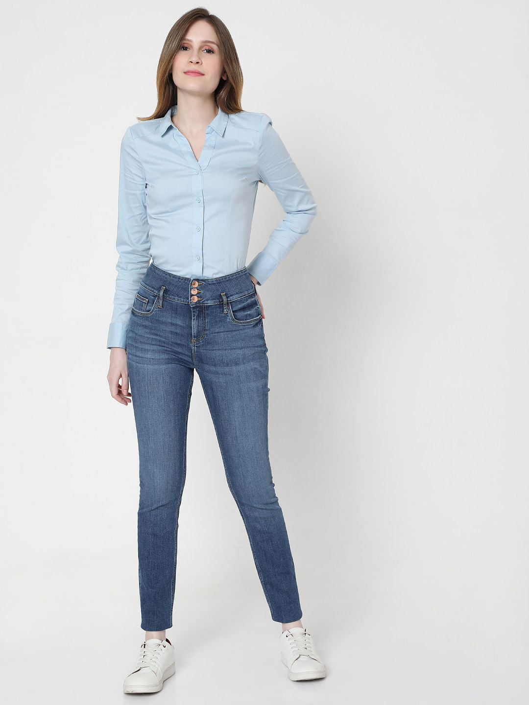 Blue High Rise Skinny Jeans