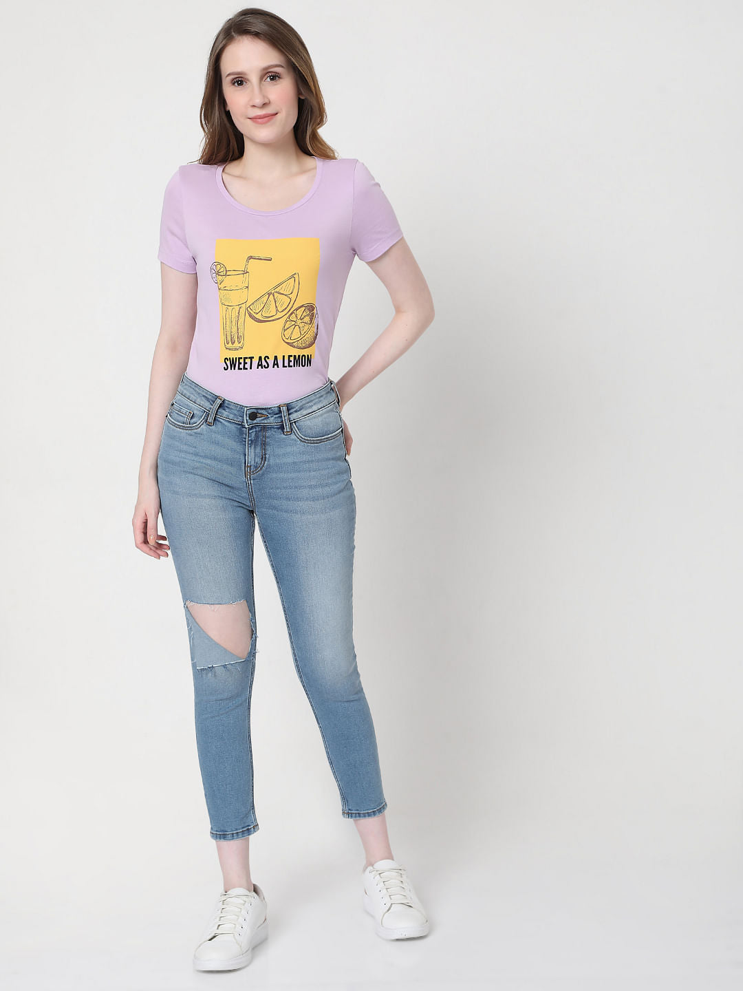 Blue Mid Rise Ripped Skinny Jeans