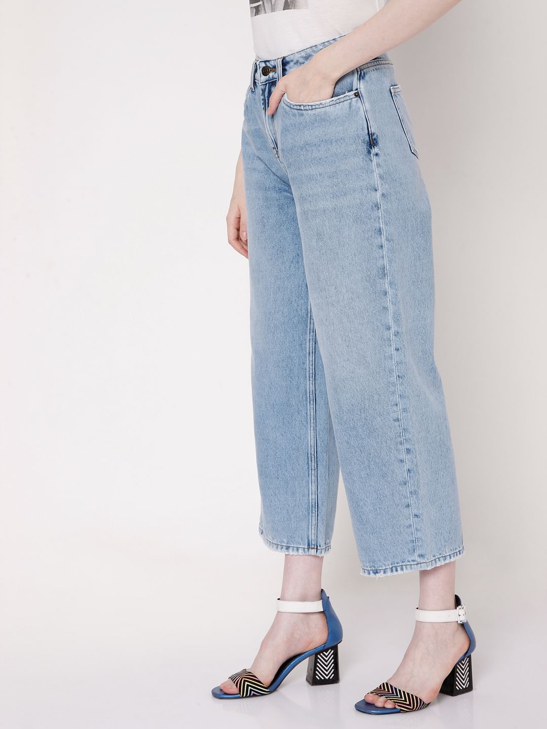 Blue High Rise Flared Jeans