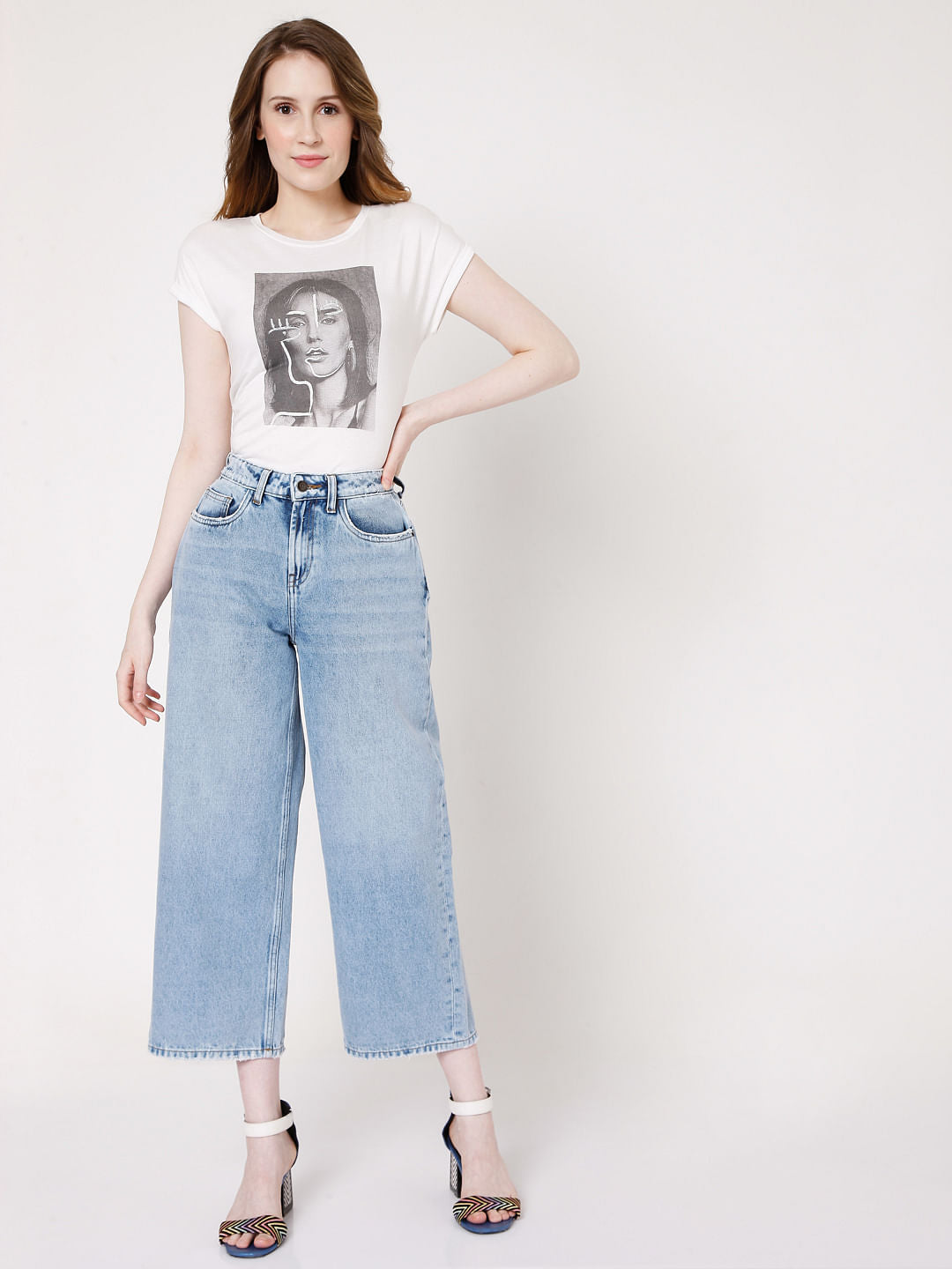 Blue High Rise Flared Jeans