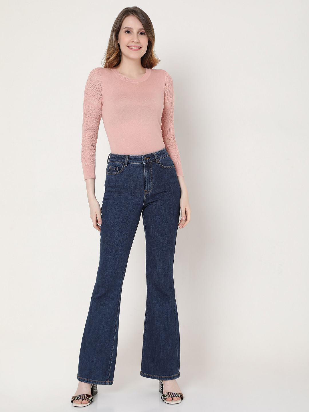 Blue High Rise Flared Jeans