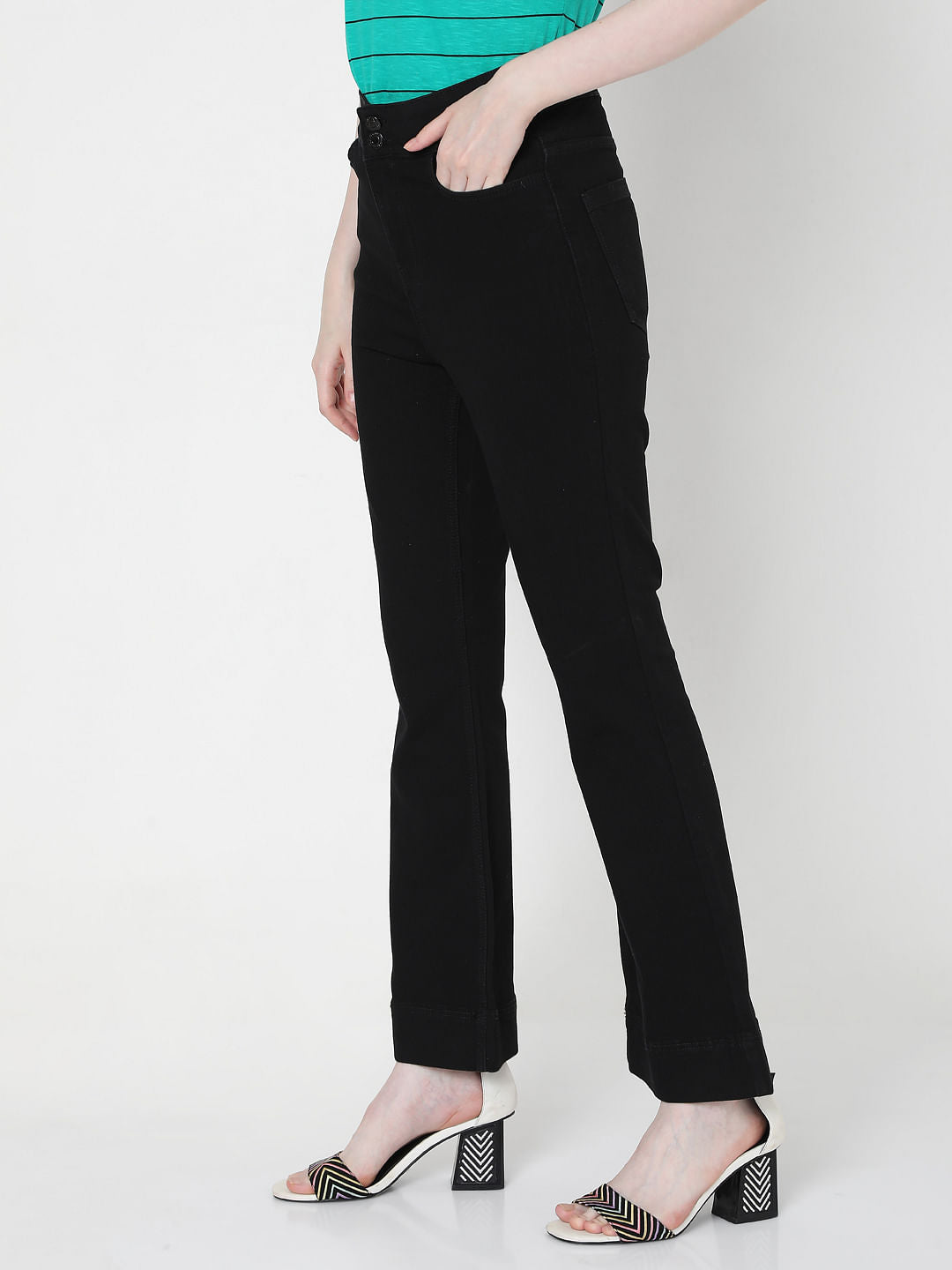 Black High Rise Bootcut Jeans