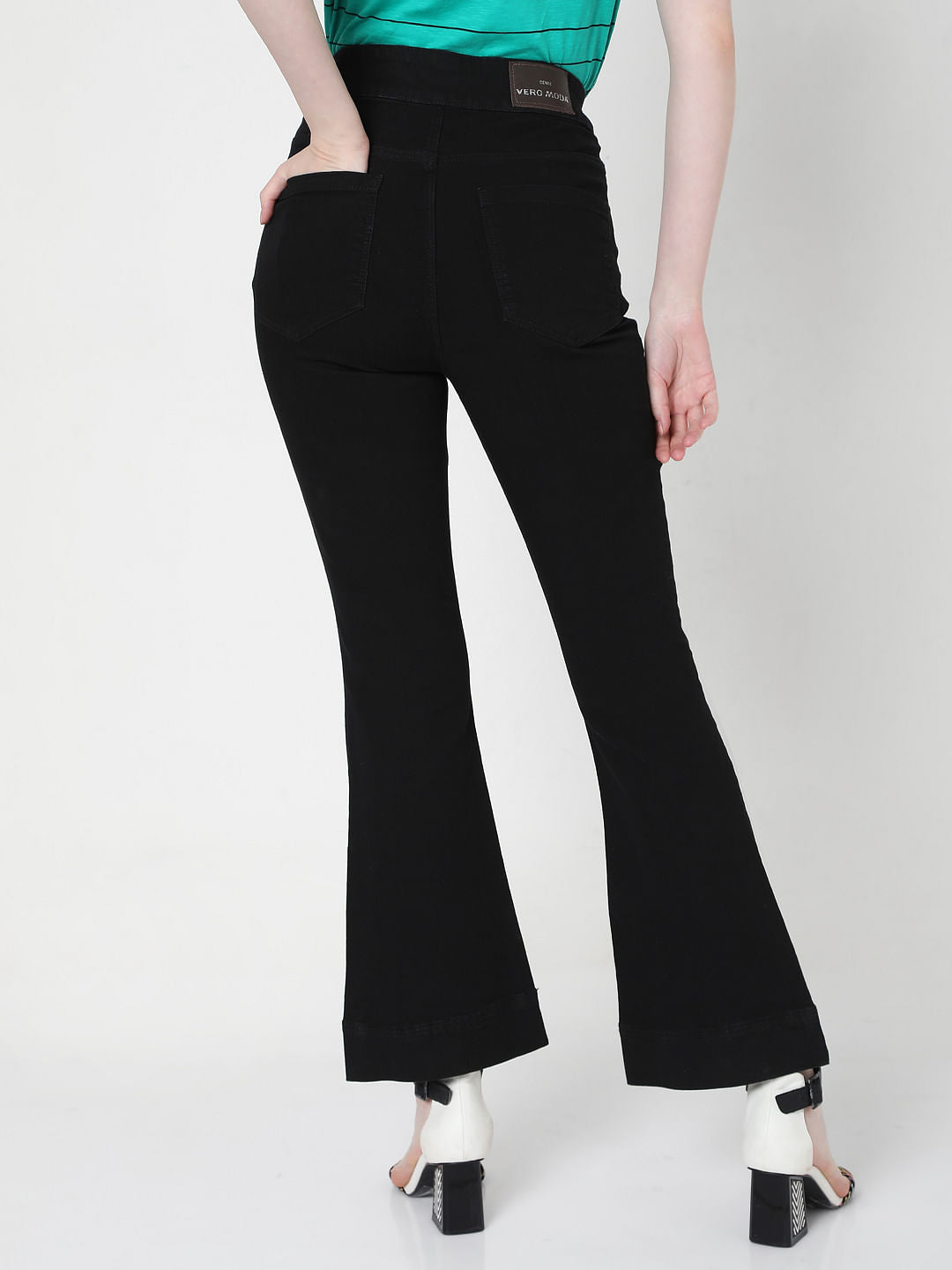 Black High Rise Bootcut Jeans