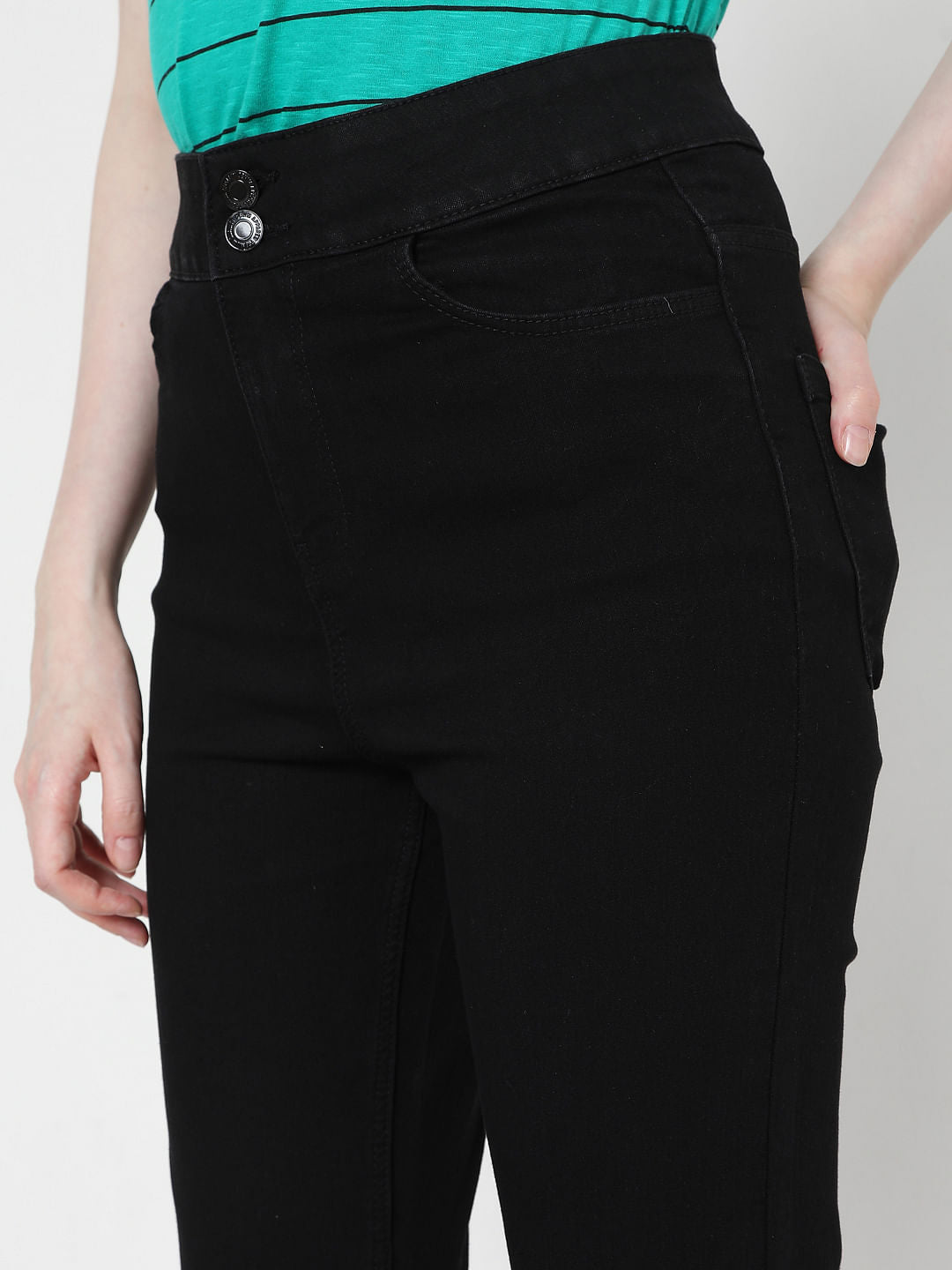 Black High Rise Bootcut Jeans