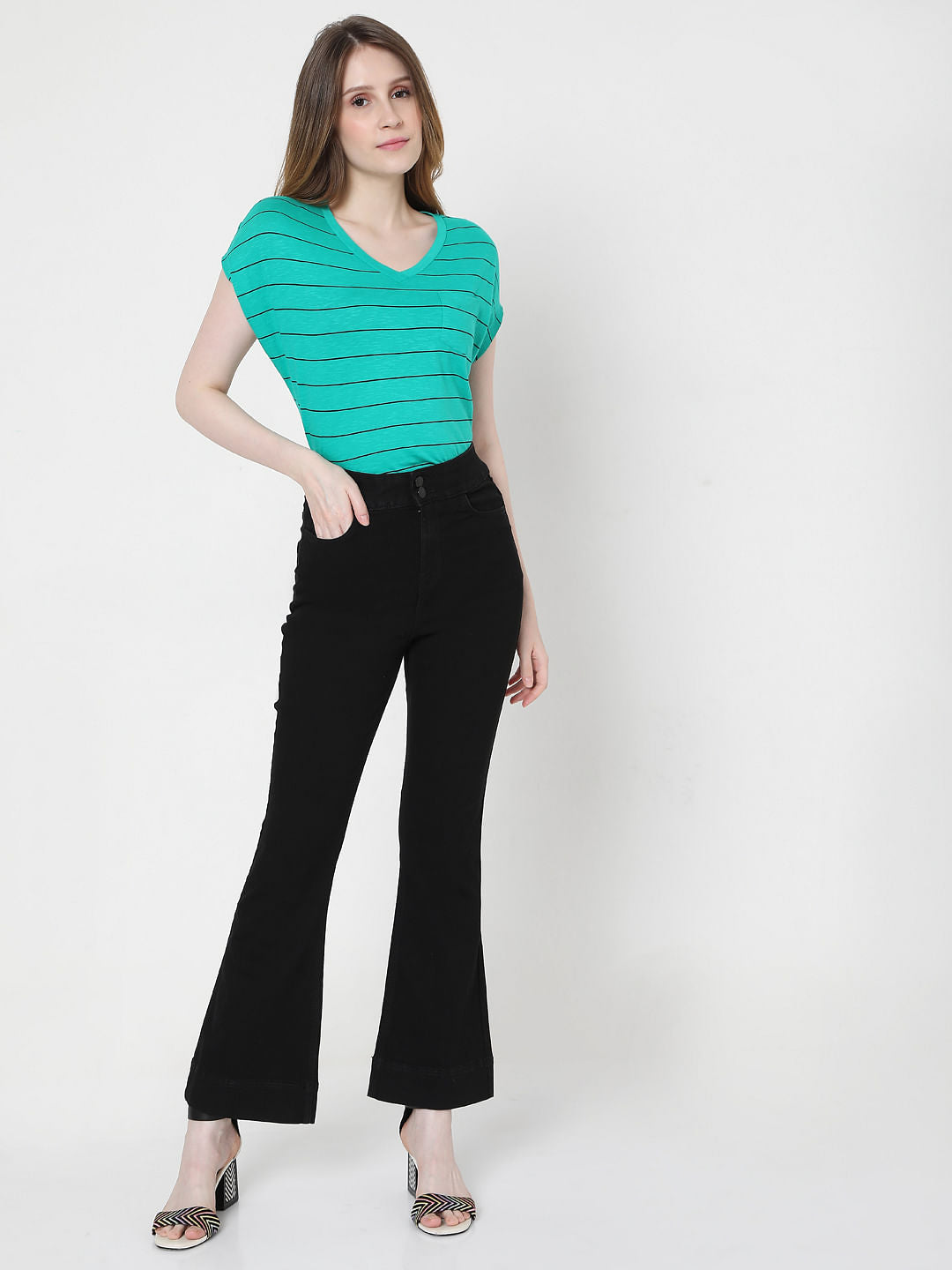 Black High Rise Bootcut Jeans