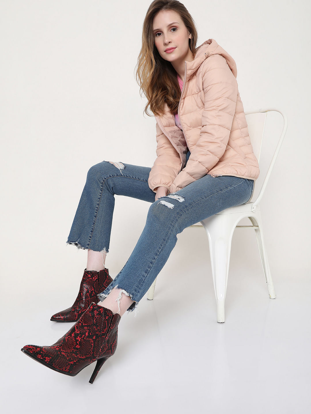 Blue Ripped Bootcut Jeans