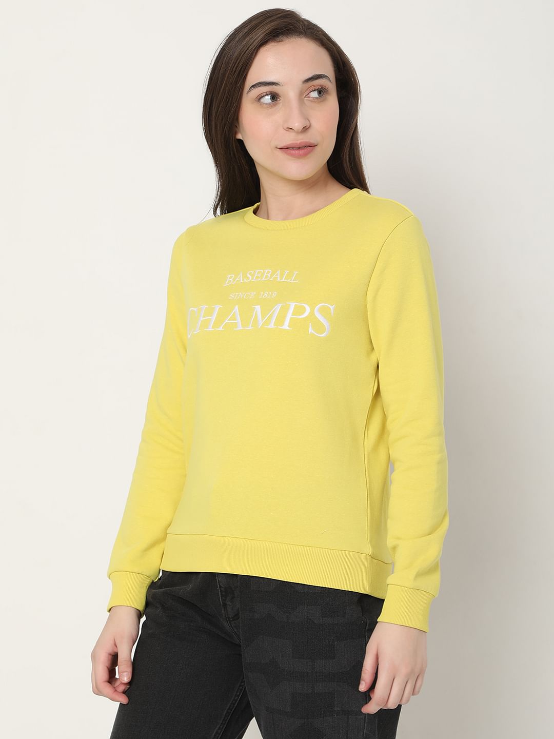 Yellow Typographic Print Sweatshirt